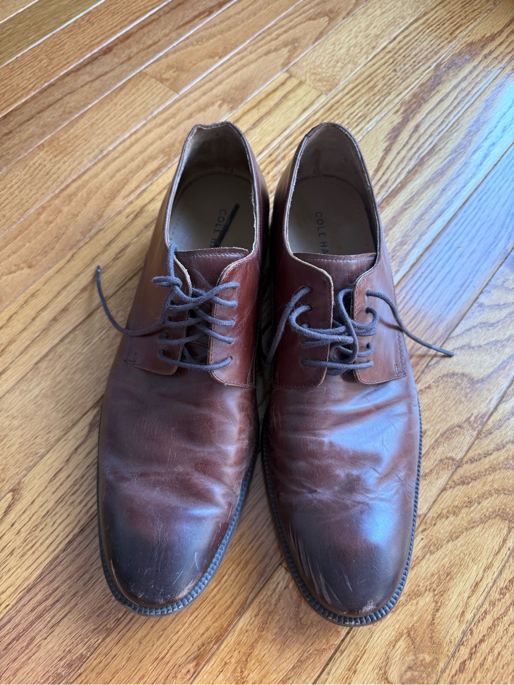 Cole Haan Brown Leather Derby Lace-Up Shoes